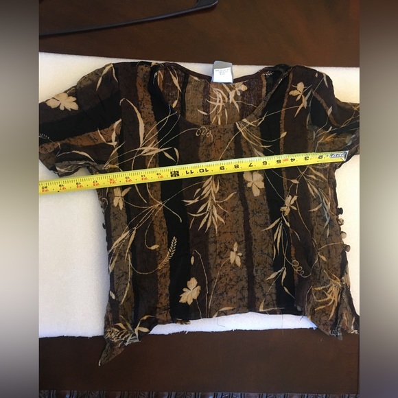 Rabbit Rabbit Rabbit Design -Size 8M- Short Sleeve Blouse-Brown Floral-Leaves~US - Picture 9 of 14